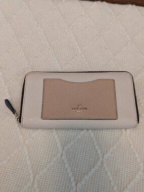Coach Cream/Tan zip around wallet